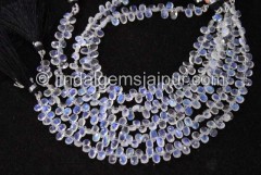 White Rainbow Faceted Pear Beads